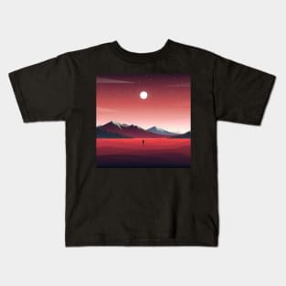 Red landscape minimalist art Kids T-Shirt